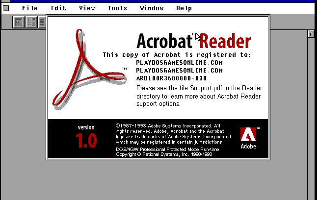 Cover image for Acrobat Reader for DOS 1.0